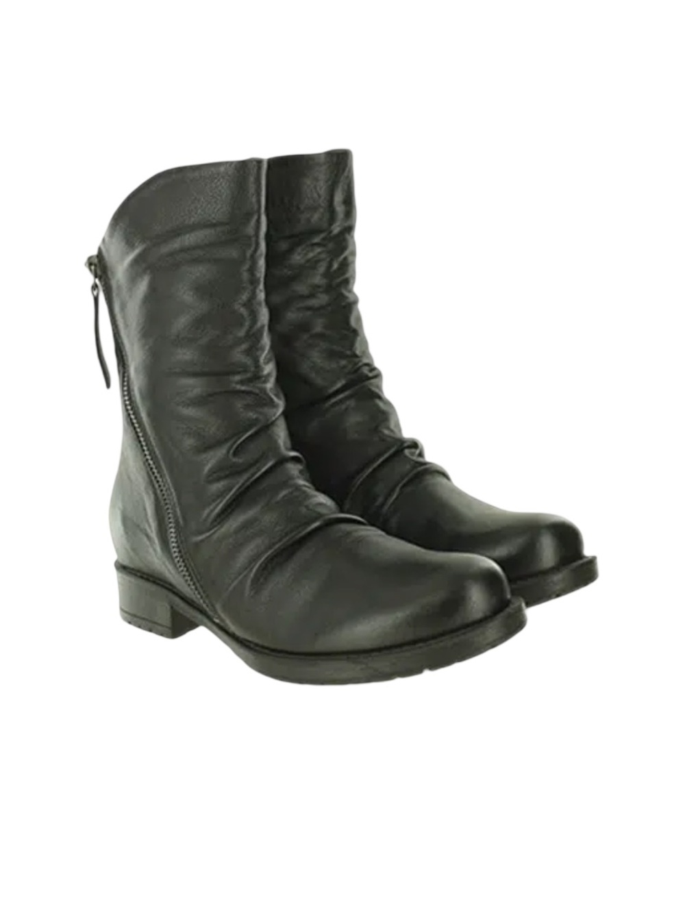 New Women's BIZA JADE  Black Leather Mid-Calf Zip Lifestyle Boots size 37-6-6.5